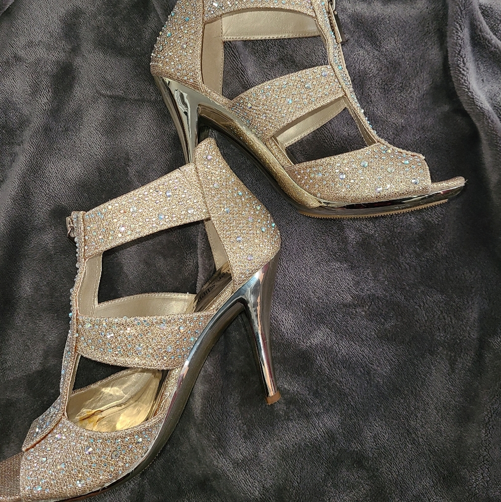 Gold Rhinestone Heels - Picture 2 of 3